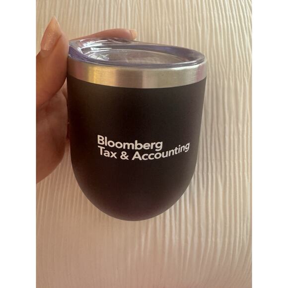 Unbranded Other - Black Insulated Wine Coffee Tumbler Clear Lid Bloomberg 12 fl oz 355 ml Black
